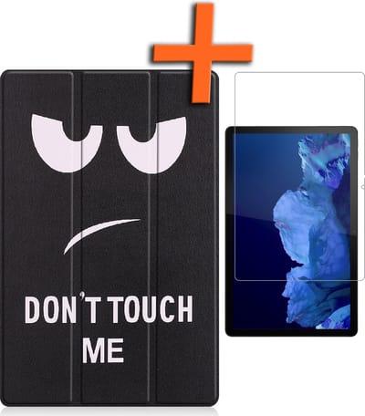 Hoesje - Geschikt voor Lenovo Tab P11 - Met Screenprotector - Trifold Bookcase - Hard Cover - Hardcover Book Case - Tablet Hoes - Don't Touch Me