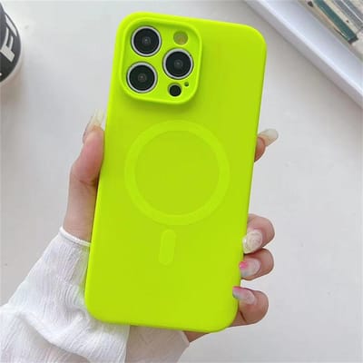 Mode Helder Fluorescerend Vloeibaar Siliconen Magnetisch Voor Magsafe Hoes Voor iPhone 16 15 14 13 Pro Max Plus Draadloos Opladen Hoes For iPhone 14
