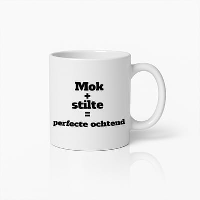 Grappige Koffiemok – "Mok + Stilte = Perfecte Ochtend" – Ideaal Cadeau voor Introverten & Koffieliefhebbers