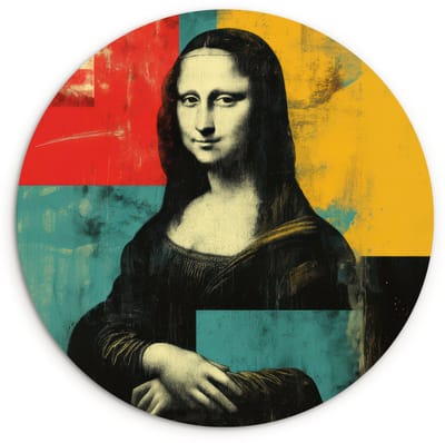 WallCircle® Wandcirkel 120x120 cm - Muurcirkel Vrouw - Kleurvlakken - Klassieke schilderkunst - Muurdecoratie woonkamer - Wanddecoratie slaapkamer - Kamer decoratie accessoires - Ronde schilderijen XXL