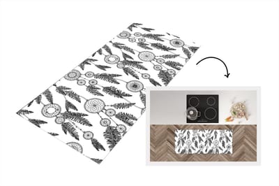 Keukenloper - Loper keuken - Droomvanger - Veren - Indiaan - Patronen - 120x50 cm - Keukenloper vinyl