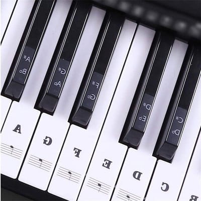 Toetsenbord Stickers - Piano Stickers Muzieknoten - Beginners Leren - 56 Muzieklabels - 54 tot 88 toetsen - Wit