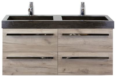 Seville Badmeubelset 120 cm - 4 Laden Craft Oak - Wastafel Lucca Dubbel