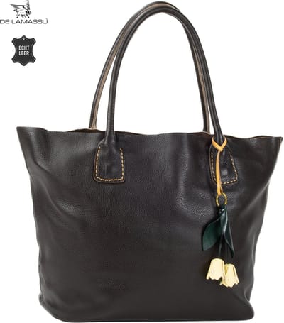 DE LAMASSU® Luxe Leren Shopper Dames – Grote Handtas van Echt Leer – Schoudertas met Uitneembare Binnenzak – 3 Vakken – Ruime Werktas en Shopper