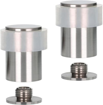 Deurstoppers Vloer - Deurvangers Deurhouders - Muren Beschermen - Roestvrij Staal Mat - 24x35 mm - Zilver Wit