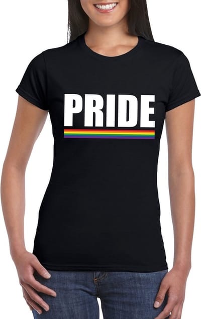 Gay Pride t-shirt zwart Pride dames - LGBT/ Lesbische shirts S