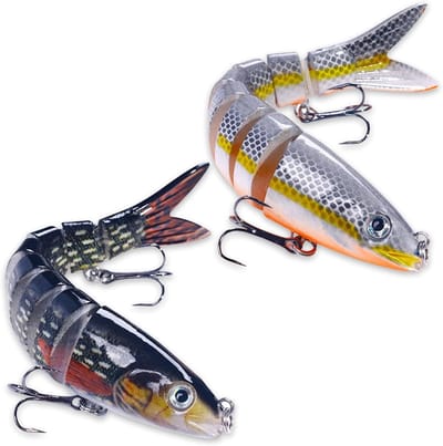 2 Stuks 5.27 inch Multi-Hinged Wobbler Swimbait - Perfect voor Snoek en Baars Vissen met Set voor Roofvis
