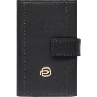Creditcard houder in leer en metaal Man Piquadro pp5649w92r-n Zwart