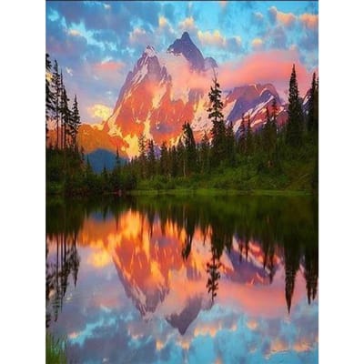 Diamant schilderij van strass DIY diamant borduurwerk landschap waterval berg 20X30CM gray