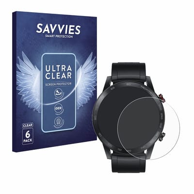 Savvies - Screenprotector voor Honor Watch Magic 2 (46 mm) - Folie Beschermfolie transparant 6 Stuks