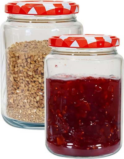 Hega Hogar Weckpot/voorraadpot Classico - 2x - 500 ml - kunststof - rood - D7 x H11 cm