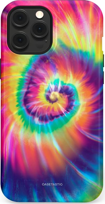 Casetastic hoesje geschikt voor Apple iPhone 12 Pro Max - MagSafe - Dubbellaagse bescherming - Kleurrijke draaikolk - Fashion Case - Donkerblauw Roze Goud Lavendel