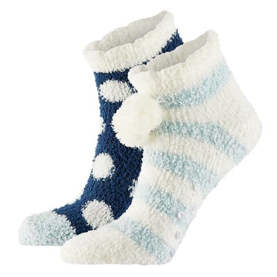 Apollo - Lage bedsokken - Bedsokken dames - Blauw - One Size - Slaapsokken - Warme sokken dames - Winter sokken - Fluffy sokken