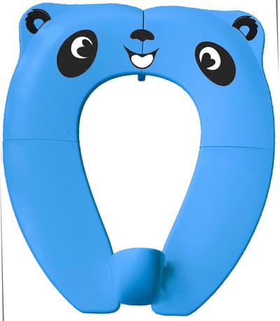 WiseGoods Premium WC Bril Verkleiner Blauw - Pandaprint - Peuter Potje - Camping Accessoires - Toilet Trainer - Opvouwbaar 36X29