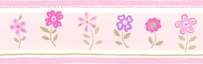 ESTAhome zelfklevende behangrand bloemen licht roze - 500 x 17.6 cm - 170001