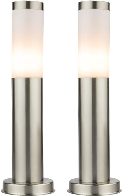 Set van 2 design staande roestvrijstalen lampen wit lampvoet 1x E27 balkon gazon