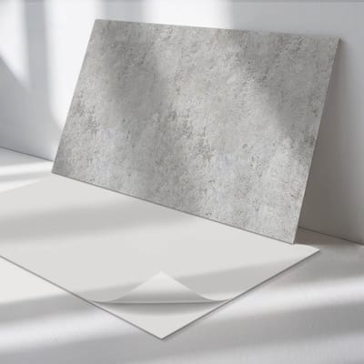 Wallfluent Vinyl Tegels - Ruwe Betontextuur Zelfklevende Vinyl Tegels - 40 cm x 20 cm - Grijs Vinyl Tegels - 10 stuks - Rechthoek PVC Tegels - Texturen Plaktegels - Vinyl Wandtegels - Plaktegels Keuken en Badkamer