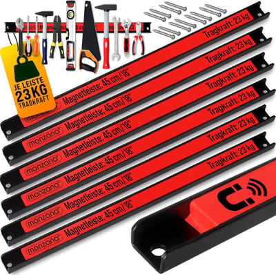 Magnetische Gereedschaphouder 45 cm - 6 stuks – Sterke Magneetstrip met Capaciteit van 23 kg