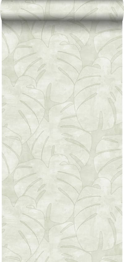 ESTAhome behang monstera bladeren beige - 53 cm x 10.05 m - 139002