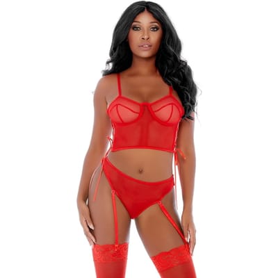 Forplay - Ring Me Up Bustier Set - Rood