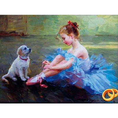 Diamant borduurwerk ballet meisje hond diy diamant schilderij op nummer kruissteek 20X30CM gray