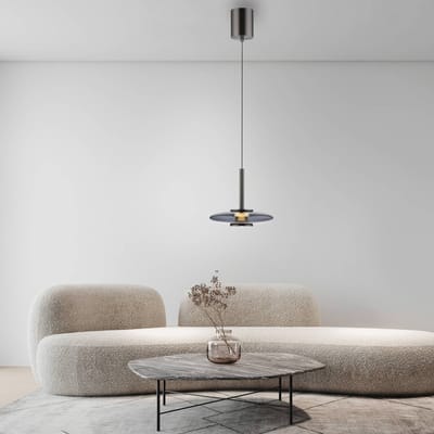 LED hanglamp PURE Vitrum, grijs, glas/aluminium, Ø 22 cm