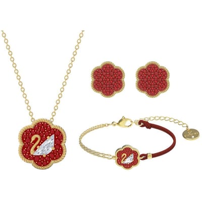 Swarovski Fleur de Fortune Ensemble Collier Bracelet Boucles d'Oreilles Bijoux Femme Multicolore 5597670 Box (Random Color) beige