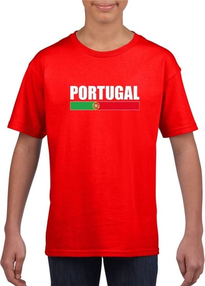 Rood Portugal supporter t-shirt voor heren - Portugese vlag shirts 110/116