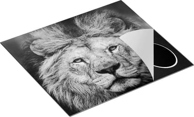 Chefcare Inductie Beschermer Leeuw - Leeuwenkop - Kleur - Zwart Wit - 60x50 cm - Afdekplaat Inductie - Kookplaat Beschermer - Inductie Mat