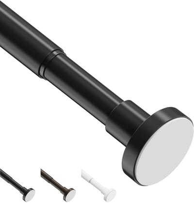 Cosensi - Verstelbare Gordijn Tensioner - Geen boren - Ideaal voor badkamer en slaapkamer - Zwart - Telescoopgordijnstang - Voor raam en douche