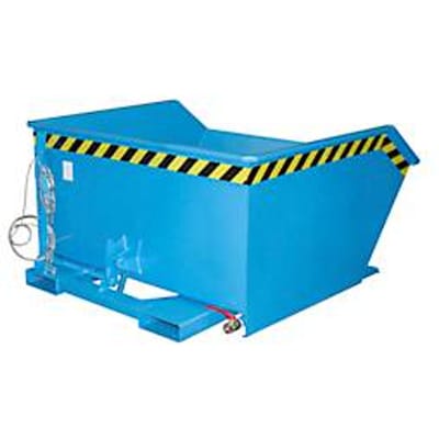 Bauer GU-E 750 kipcontainer, met zeefplaat & aftapkraan, olie-/waterdicht, geschikt voor vorkheftrucks, B 1280 x D 1440 x H 680 mm, lichtblauw RAL 5012
