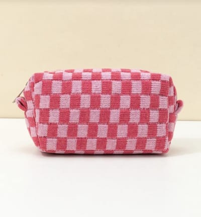 Toilettas - tasje - tasje met rits - make up tasje - rood met wit geblokt - schoen cadeautje - tas - geblokt tasje - klein tasje