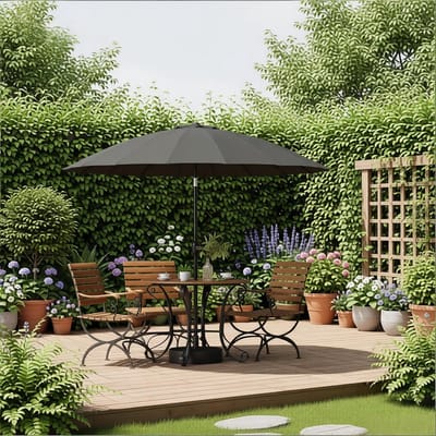 HAUSS SPOLE Grote Tuinscherm Verstelbare Kanteling 273 x 261 cm Glasvezel Donkergrijs Voor Terras En Zwembad