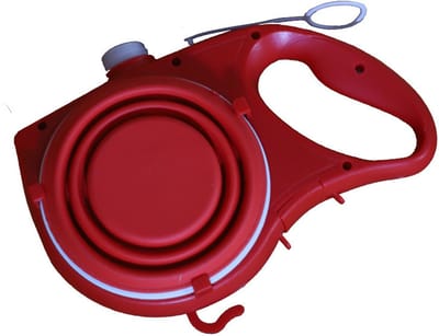 Multifunctionele hondenriem-multifunctionele honden riem-Huisdierbenodigdheden Waterfles - Opvouwbare riem 3-in-1 hondenriem - Multifunctionele hondenriem - Hondenuitlaatservice, Wandel- en kampeerbenodigdheden, Opvouwbare kom-rood