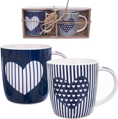 Mokken Porselein 390 ml 2 stuks - Set - Bekers - Koffiebekers - Kopjes - Koffiemok