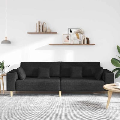 vidaXL - Bank - Zwart - 250 - x - 77 - x - 76 - cm - Stof