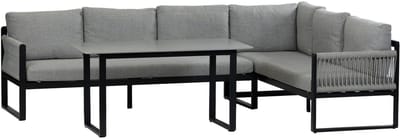 Hoek Lounge Dining set Reims | Rechts | Black & Off Sand