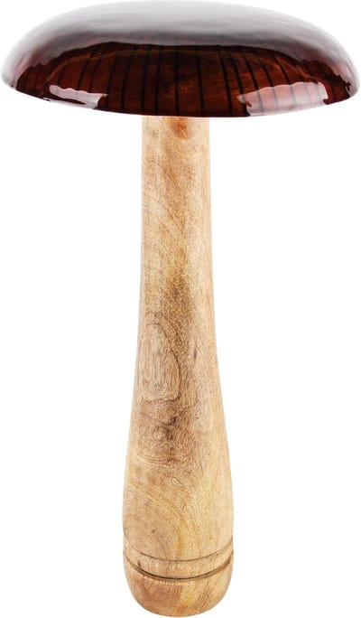 Dekoratief | Paddenstoel 'Chestnut Brown', hout/enamel, 18x18x40cm | A248106