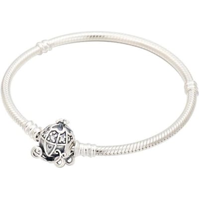 S925 Zilveren Armband 1:1 Assepoester Kroon Pompoen Koets DIY Slangenbot Ketting Dames Sieraden 21cm white