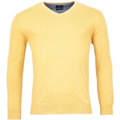 Baileys Trui V-Hals Single Knit Pima Cotton Light Yellow Melange / male