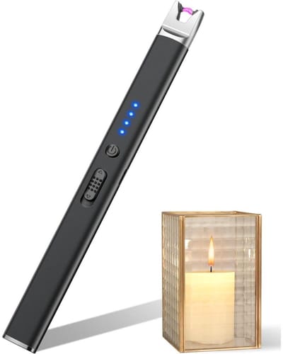 GELLDG Arc Lighter - Type C oplaadbare aansteker - Winddicht - Lange stok - USB oplaadbaar - Plasma aansteker - Geschikt voor keukens, kookplaten, camping, open haarden, vuurwerk - Zwart