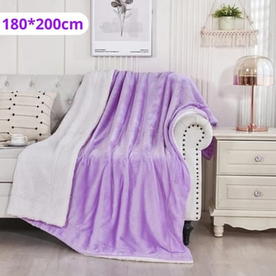 Bovista Deken - Pluche - Wollen - Dekentje - Fleece - Plaid - Knuffeldeken - Bank Deken - 2 Persoons Groot - Licht Paars