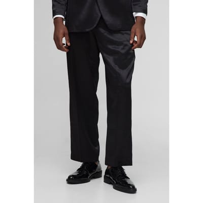 Relaxed Fit High Shine Satin Trouser | Black | Size 38