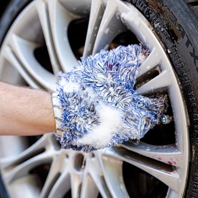 Velgenwashandschoen - Microvezel mitt - Velgen reinigen - Zacht voor oppervlakken - 24 x 20 cm - Blauw