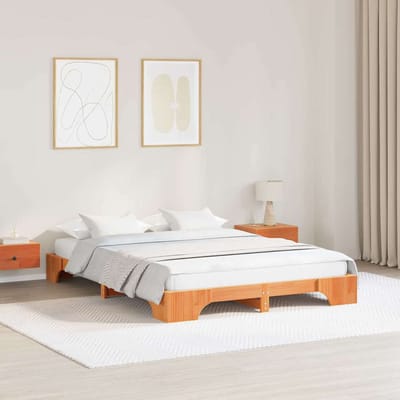 vidaXL - Bedframe - Wasbruin - 160 - x - 200 - cm - Massief - grenenhout