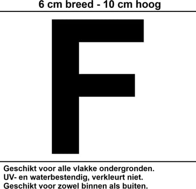 Huisnummer Sticker | Letter F | 10 CM ZWART | Container Sticker | Letter Stickers