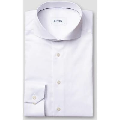 Eton Overhemd Uni Signature Twill Extreme Cutaway Collar Wit / male