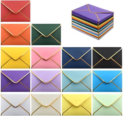 Dailygoods - Kleurrijke uitnodigingsenveloppen A6 - 150 zelfsluitende V-flap enveloppen