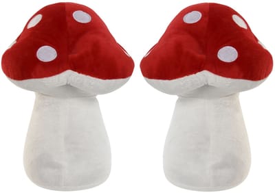 ITEM Deurstopper paddenstoel - 2x - rood - kinderkamer - 17 x 17 x 23 cm - herfst