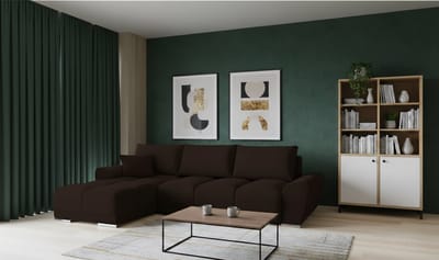 Hoekbank met Slaapfunctie L-vorm 289x189 - 289x189 cm - Bruin - 289x189 cm – Luxe Fluwelen - Medahomestore
